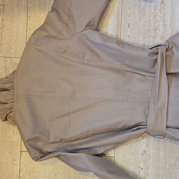 Betsey Johnson Unique Tan/Taupe Ruffle Accent Trench Coat - Picture 9 of 11